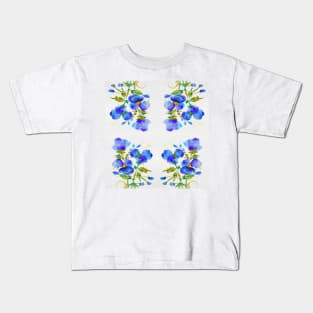 Blue poppies floral pattern Kids T-Shirt